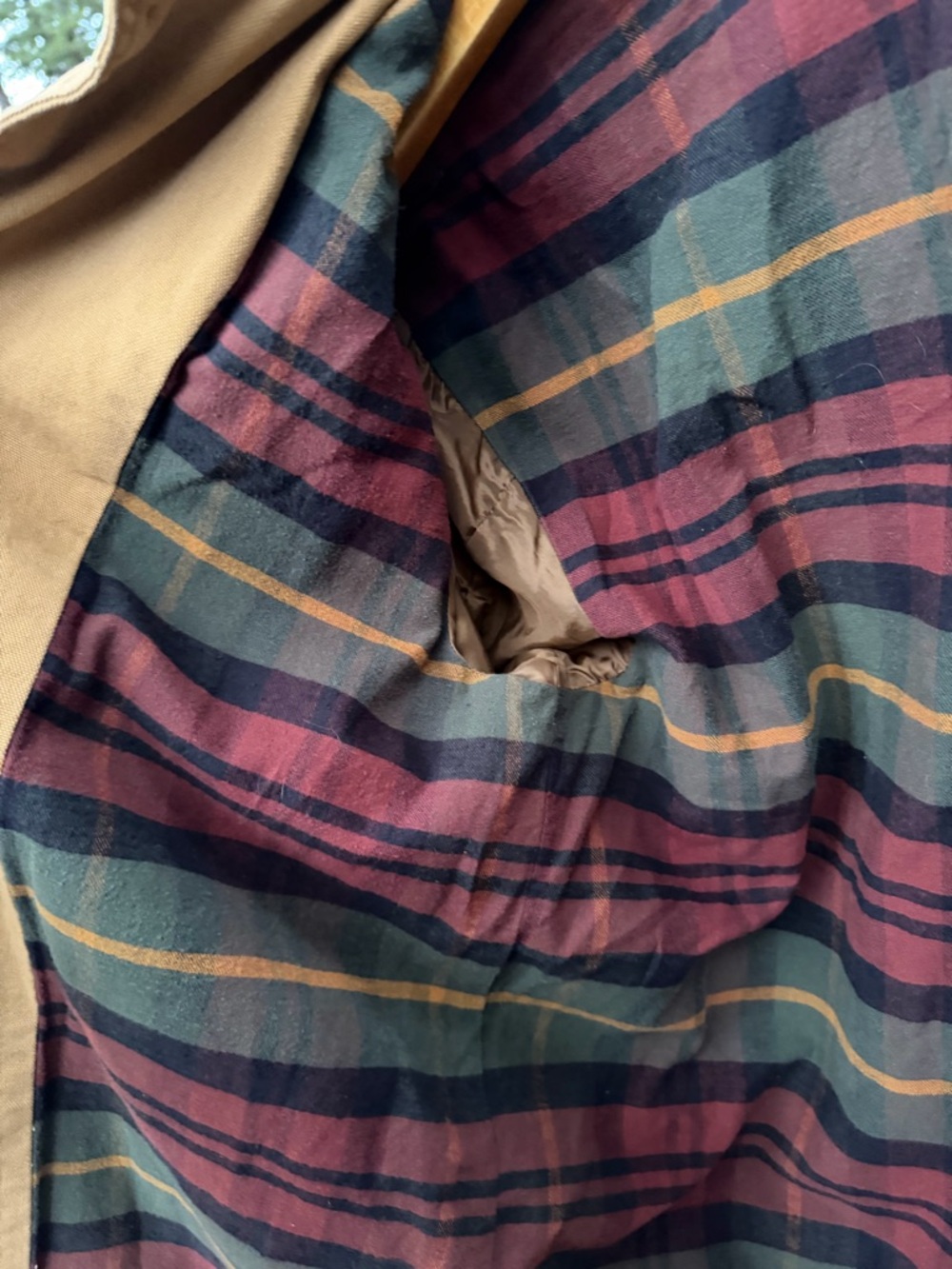 L.L. Bean Tan Canvas Field Jacket with Green Corduroy Collar - Picture 3 of 4